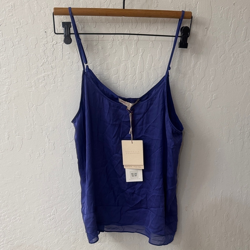 Nouvelle Silk 95 Silk Zanzi Cami Atlantica Blue Purple Large Tank Top NWT